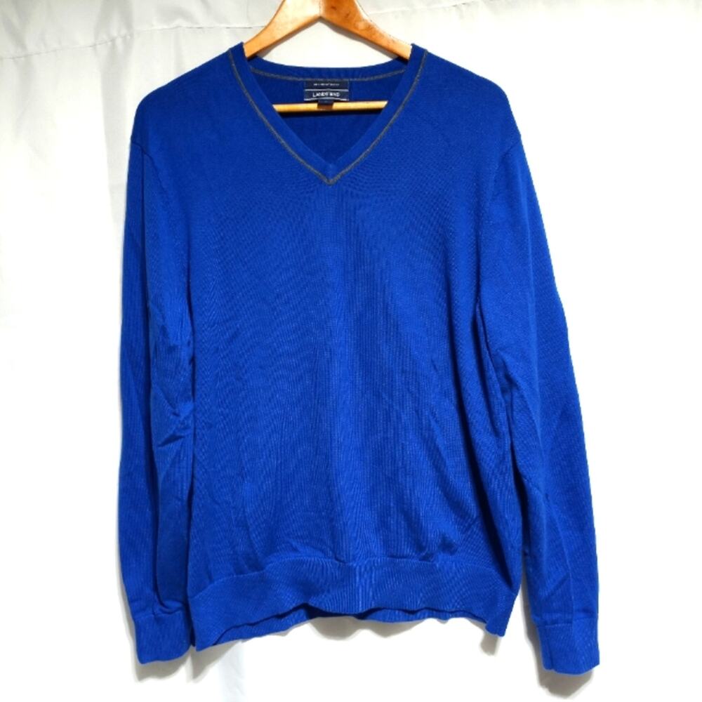 Vintage Lands' End Men's 100% Supima Cotton Royal Blue Sweater Size Large